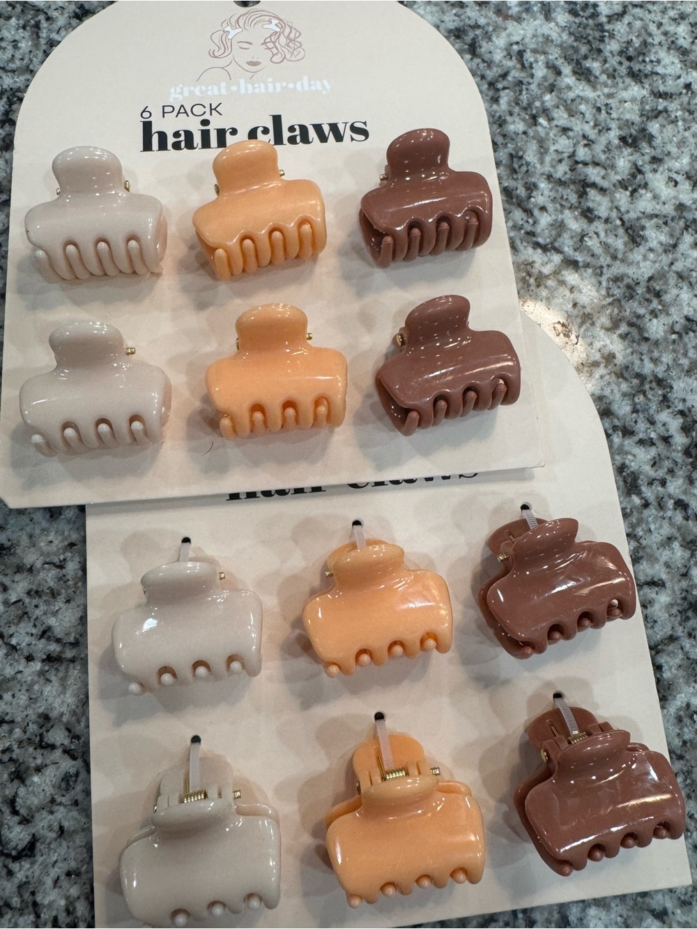 Kids 6-Pack Mini Hair Claws – Cream, Peach & Brown